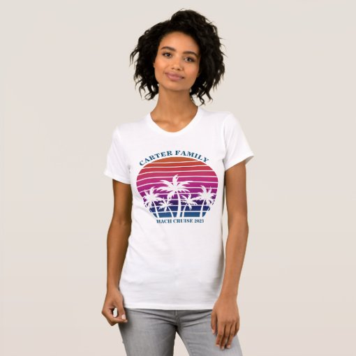 Custom Family Vacation Beach Cruise Palm Tree T-Shirt | Zazzle