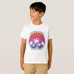 Custom Family Vacation Beach Palm Tree Kids T-Shirt | Zazzle