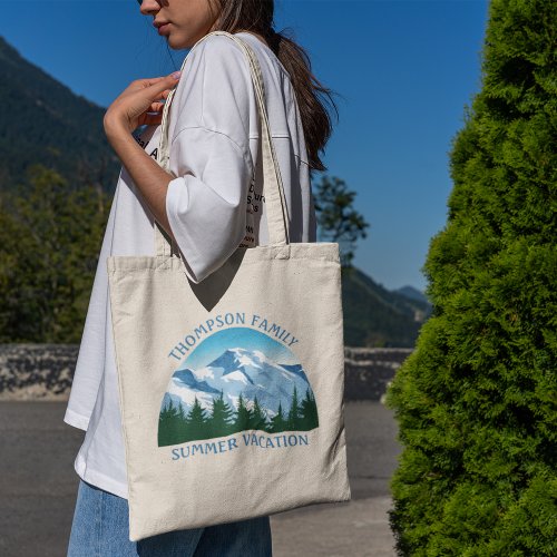 Custom Family Vacation Blue Mountain Forest Nature Tote Bag