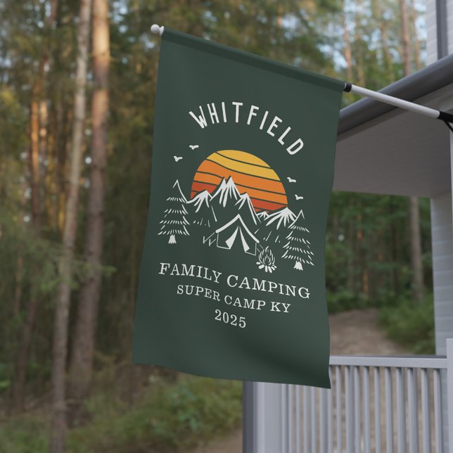 Custom Family Vacation Camping Matching House Flag (Family Camping Retro House Flag)