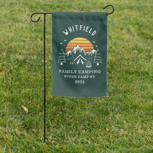 Custom Family Vacation Camping Retro Sunset Garden Flag