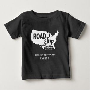 Custom Family Vacation   Family Road Trip USA Map Baby T-Shirt