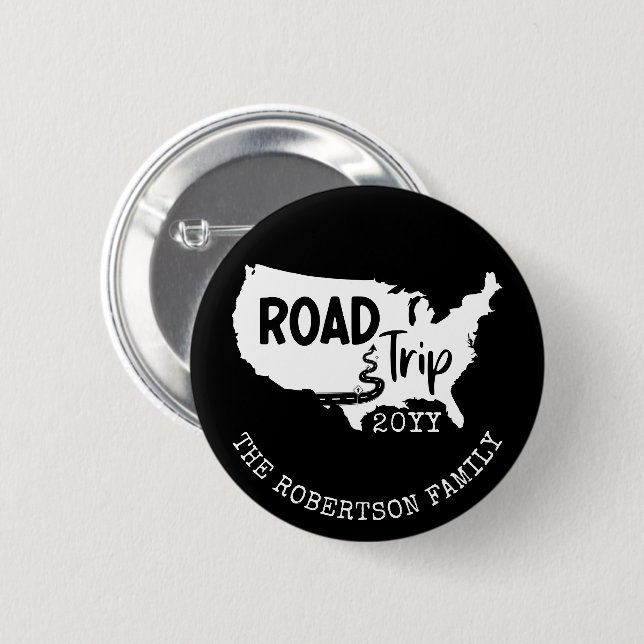Custom Family Vacation | Family Road Trip USA Map Button (Front & Back)