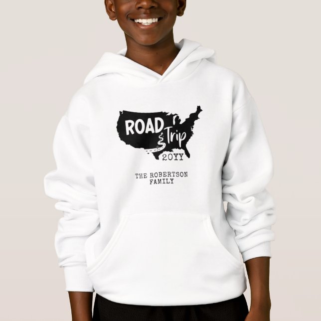 Custom Family Vacation | Family Road Trip USA Map Hoodie (Front)