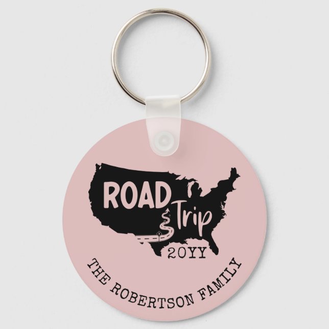 Custom Family Vacation | Family Road Trip USA Map Keychain (Front)