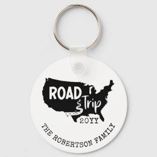 Custom Family Vacation   Family Road Trip USA Map Keychain