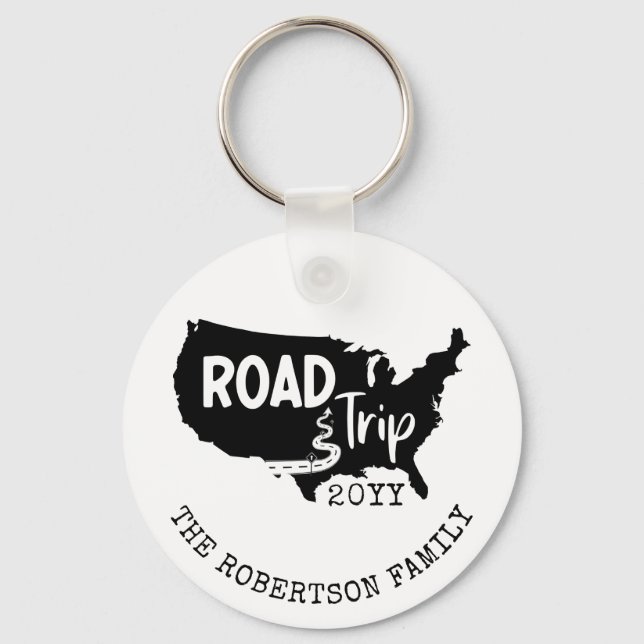 Custom Family Vacation | Family Road Trip USA Map Keychain (Front)
