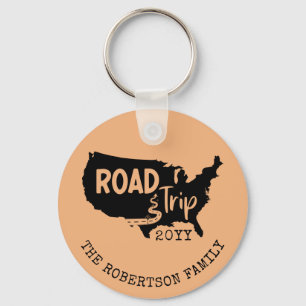 Custom Family Vacation Family Road Trip USA Map Keychain