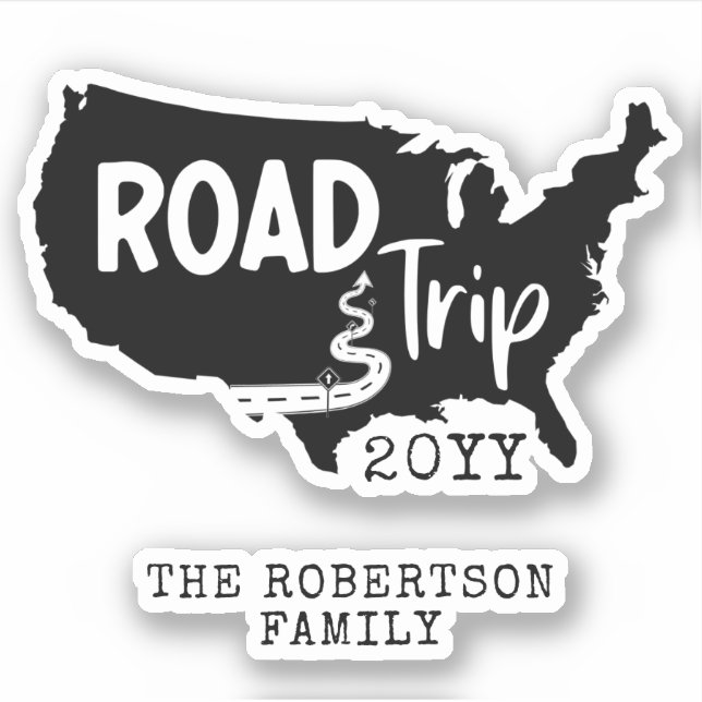 Custom Family Vacation | Family Road Trip USA Map Sticker (Front)