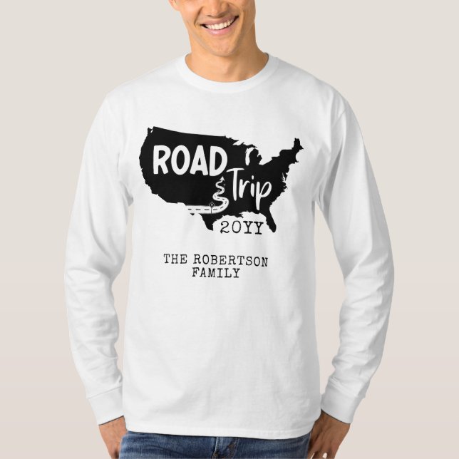 Custom Family Vacation | Family Road Trip USA Map T-Shirt (Front)