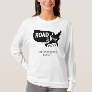 Custom Family Vacation Family Road Trip USA Map T-Shirt