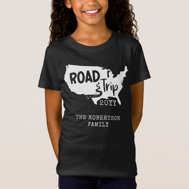 Custom Family Vacation | Family Road Trip USA Map T-Shirt (Front)