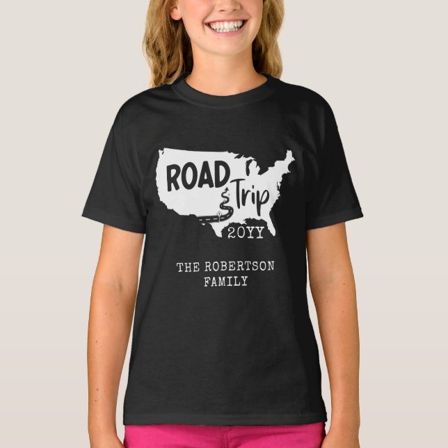 Custom Family Vacation | Family Road Trip USA Map T-Shirt (Front)