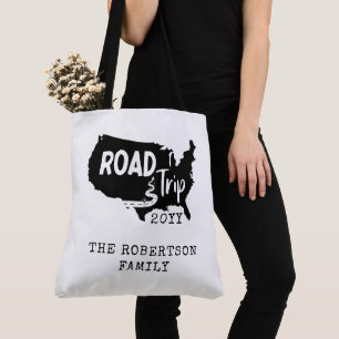 Custom Family Vacation Family Road Trip USA Map Tote Bag