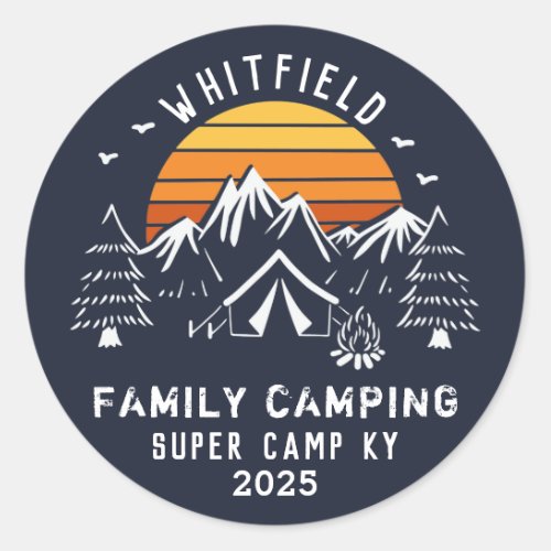 Custom Family Vacation Matching Camping Classic Round Sticker