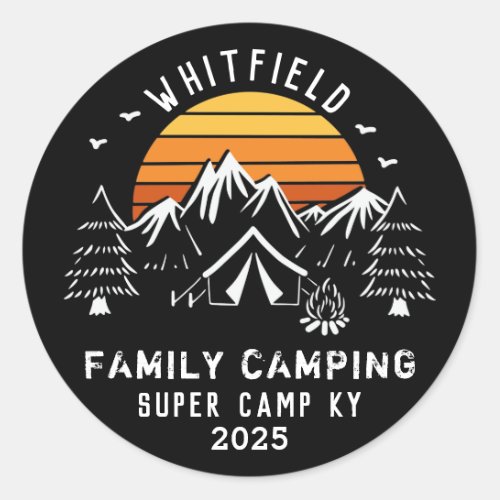 Custom Family Vacation Matching Camping Classic Round Sticker