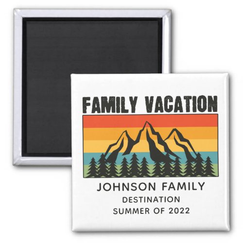 Custom Family Vacation Mountains Hiking Camping Magnet