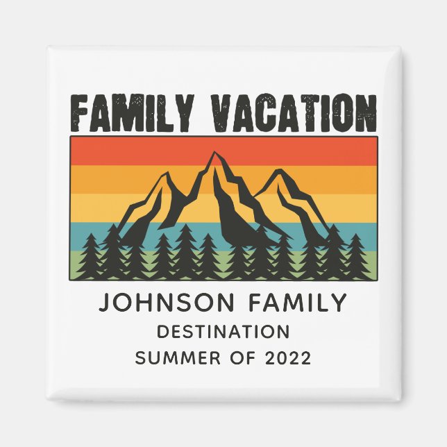Custom Family Vacation Mountains Hiking Camping Magnet (Front)