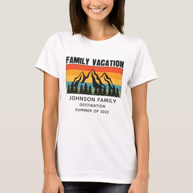 Custom Family Vacation Mountains Hiking Camping T-Shirt (Front)
