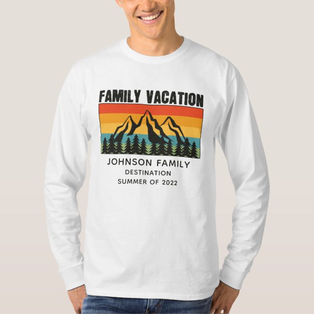 Custom Family Vacation Mountains Hiking Camping T-Shirt (Front)