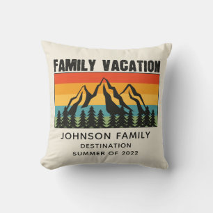 Custom Family Vacation Mountains Hiking Camping Throw Pillow