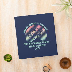 Custom Family Vacation Retro Tropical Beach Trip 3 Ring Binder