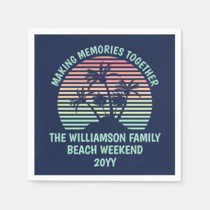 Custom Family Vacation Retro Tropical Beach Trip Napkins