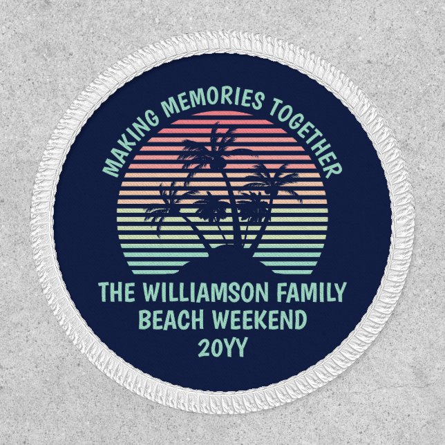 Custom Family Vacation Retro Tropical Beach Trip Patch (Front)