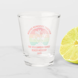 Custom Family Vacation Retro Tropical Beach Trip Shot Glass