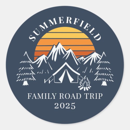 Custom Family Vacation Road Trip Camping Classic Round Sticker