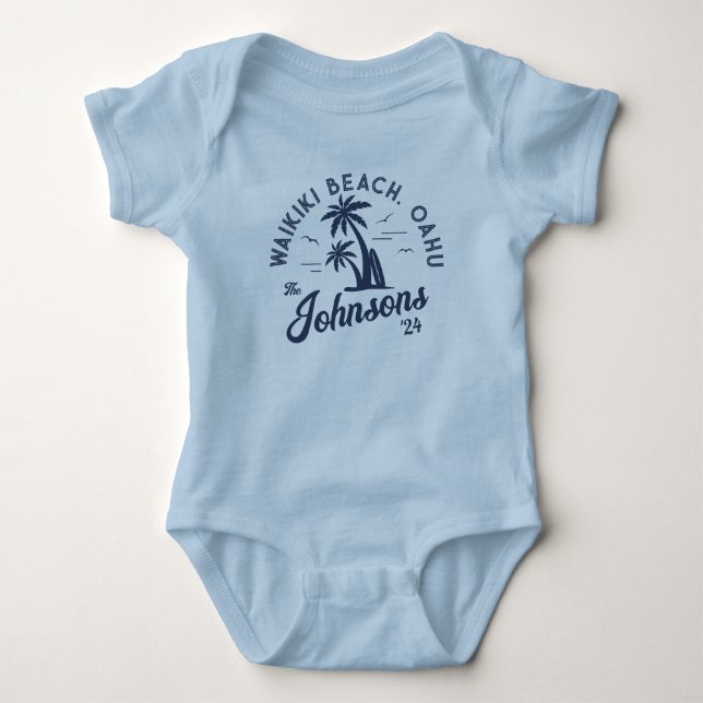 Custom Family Vacation Summer Beach Group Trip Baby Bodysuit (Front)