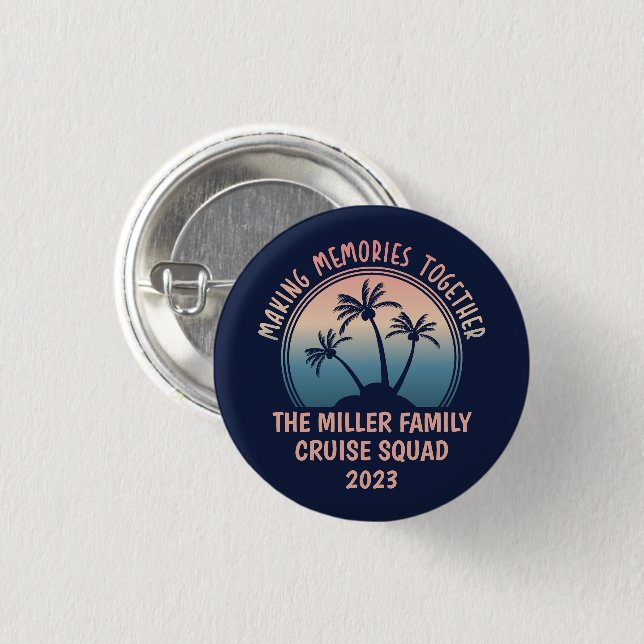 Custom Family Vacation Summer Beach Trip Button (Front & Back)