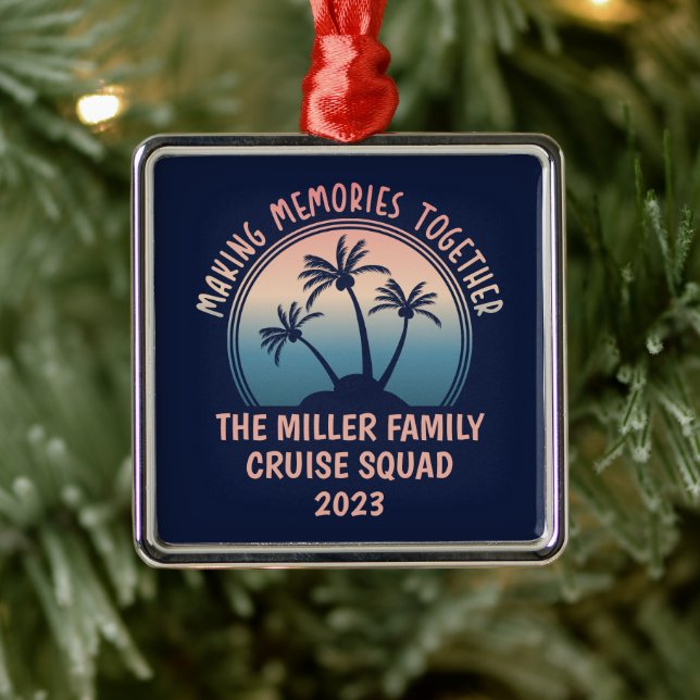 Custom Family Vacation Summer Beach Trip Metal Ornament (Tree)