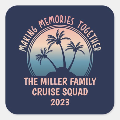 Custom Family Vacation Summer Beach Trip Square Sticker