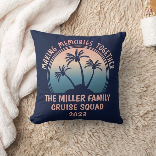Custom Family Vacation Summer Beach Trip Throw Pillow