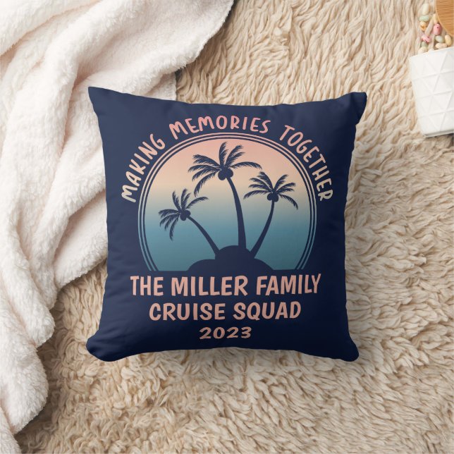 Custom Family Vacation Summer Beach Trip Throw Pillow (Blanket)