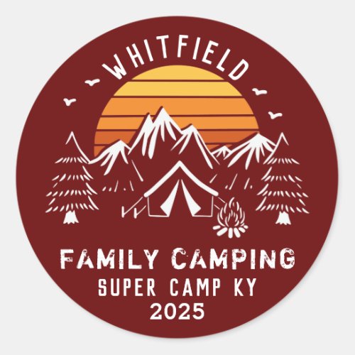 Custom Family Vacation Summer Camping Classic Round Sticker