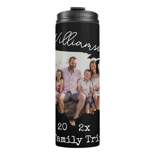 Custom Family Vacation USA Road Trip Family Photo Thermal Tumbler (Front)