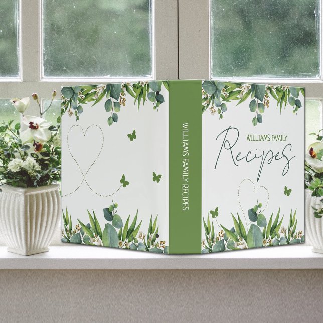 Custom Family Watercolor Leaves, Kitchen  3 Ring Binder (Creator Uploaded)