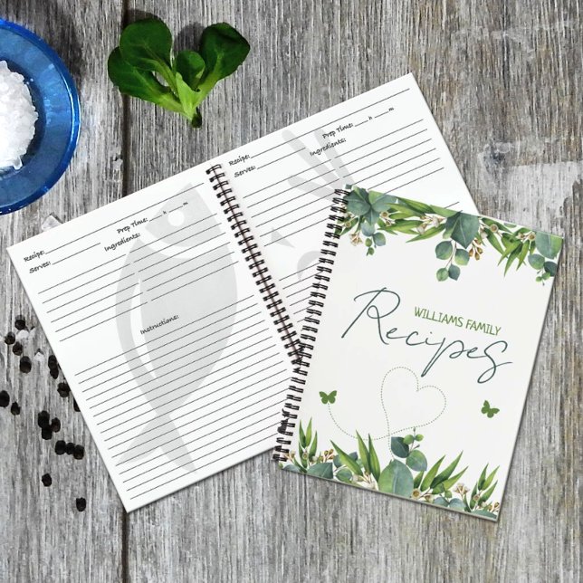 Custom Family Watercolor Leaves, Kitchen  Notebook (Creator Uploaded)