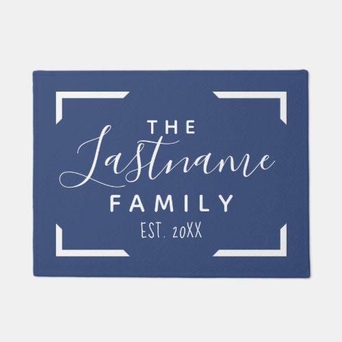 Custom Family Welcome _ navy blue CAN CHANGE COLOR Doormat