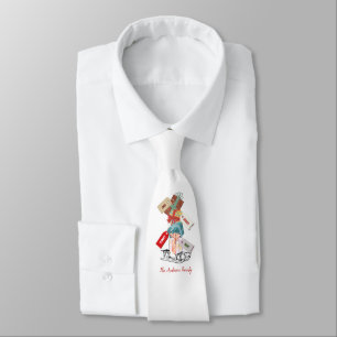 Custom Family Winter Sled Retro Vintage Christmas Neck Tie