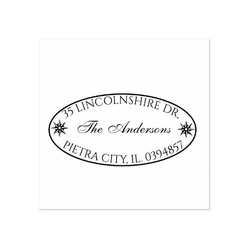 Custom FamilySurname Oval Return Address Rubber Stamp