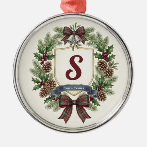 Custom Famiy Name Christmas Metal Ornament
