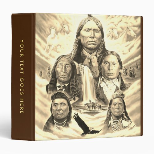 Custom Famous Indian Chiefs Native Americans Sepia 3 Ring Binder
