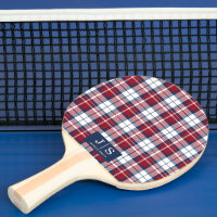 Custom Fancy Monogram Name Plaid Ping Pong Paddle