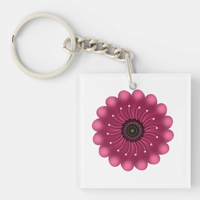 Custom Fantasy Flower | Abstract Neon Floral Keychain (Front)