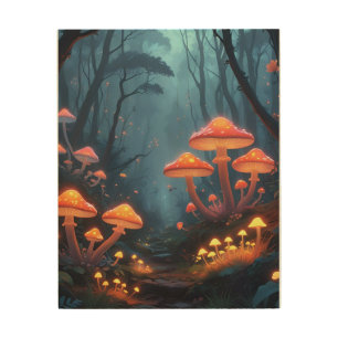 Custom Fantasy Mushroom Forest Wood Wall Art 