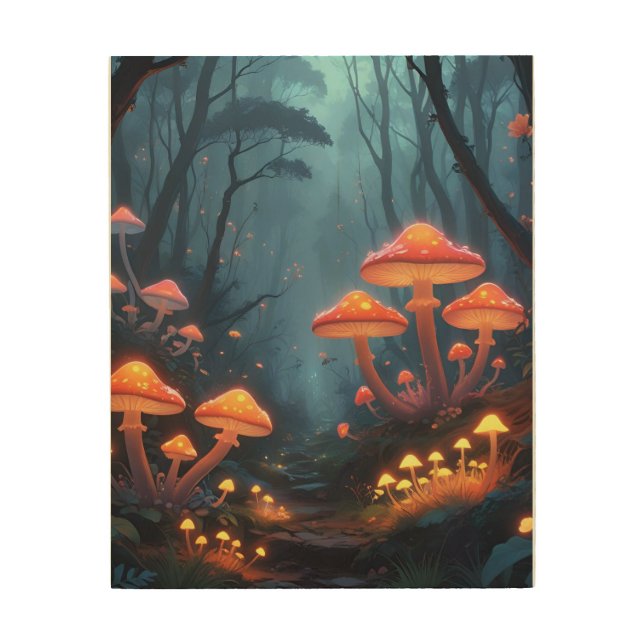 Custom Fantasy Mushroom Forest Wood Wall Art  (Front)
