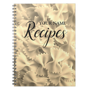 Custom farfalle pasta photo recipe spiral notebook